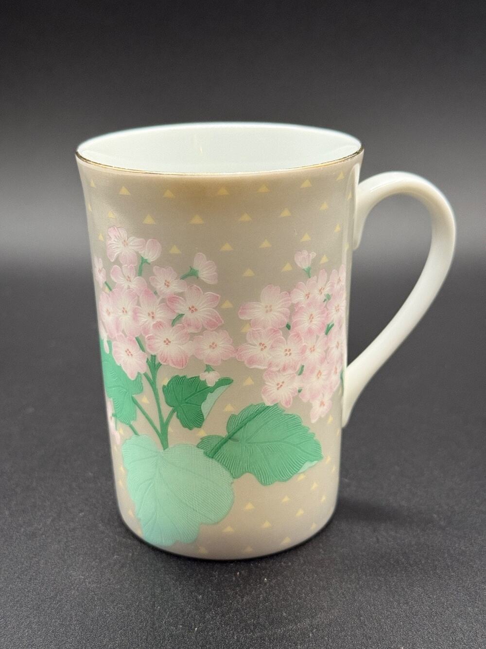 🌸 Vintage OTAGIRI Japan Curtis-Swann Floral Mug Pink Hydrangea Gold Trim 4.25"